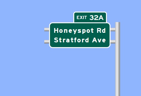 Image of I-95 North Exit 32A sign plan in Stratford, Sign Maker Software, July 2026