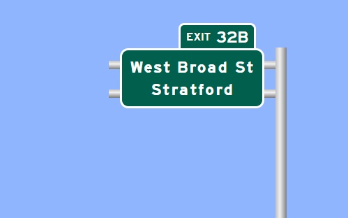 Image of I-95 North Exit 32B sign plan in Stratford, Sign Maker Software, July 2026
