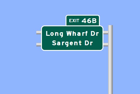 Image of I-95 Exit 46B sign plan in New Haven, Sign Maker Software, July 2026