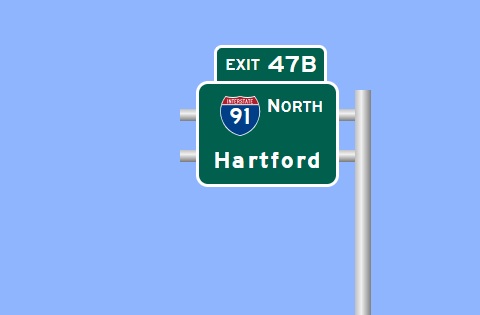 Image of I-95 Exit 47B sign plan in New Haven, Sign Maker Software, July 2026