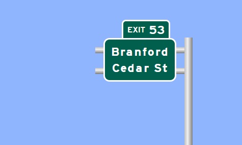 Image of I-95 Exit 53 sign plan in Branford, Sign Maker Software, July 2026