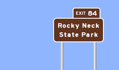 Image of I-95 Exit 84 sign plan for Rocky Neck State Park, Sign Maker Software, July 2026