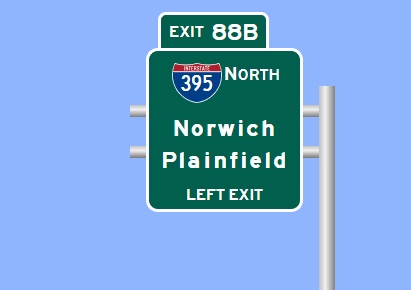 Image of I-95 Exit 88B sign plan in Waterford, Sign Maker Software, July 2026