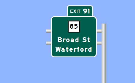 Image of I-95 Exit 91 sign plan in Waterford, Sign Maker Software, July 2026