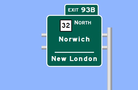 Image of I-95 South Exit 93B sign plan in New London, Sign Maker Software, July 2026
