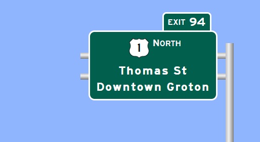 Image of I-95 North Exit 94 sign plan in Groton, Sign Maker Software, July 2026