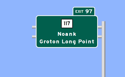 Image of I-95 Exit 97 sign plan in Noank, Sign Maker Software, July 2026