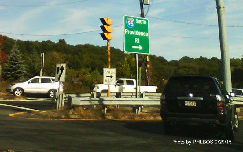 Image of new style guide sign installed at MA 16 East on-ramp to I-95 in Newton