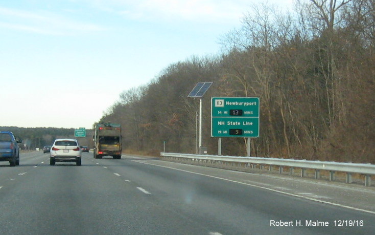Image of activated Real Time Traffic sign on I-95 North in Topsfield