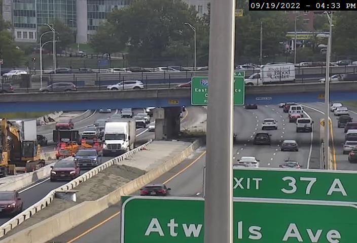 Traffic camera image showing new exit number for Atwells Avenue exit on I-95 South in Providence, September 2022