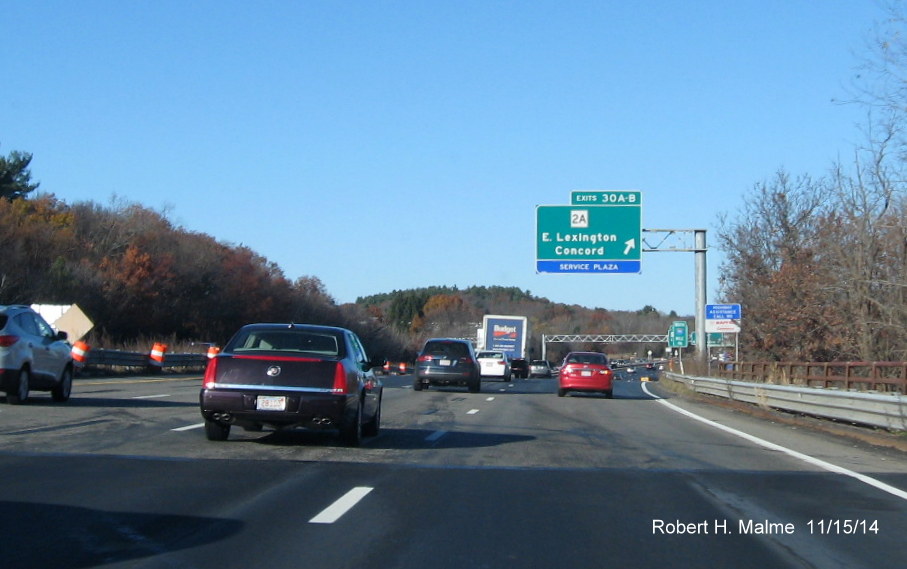 New overhead signage for the MA 2A exit on I-95 North in Lexington