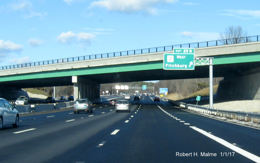 Image of newly fixed MA 2 exit sign on I-95 North in Lexington