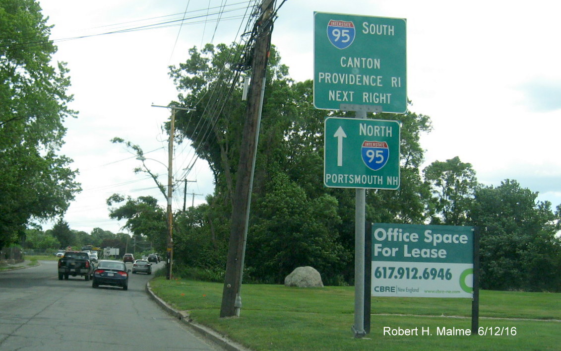 Image of I-95 Guide sign on MA 4/225 in Lexington