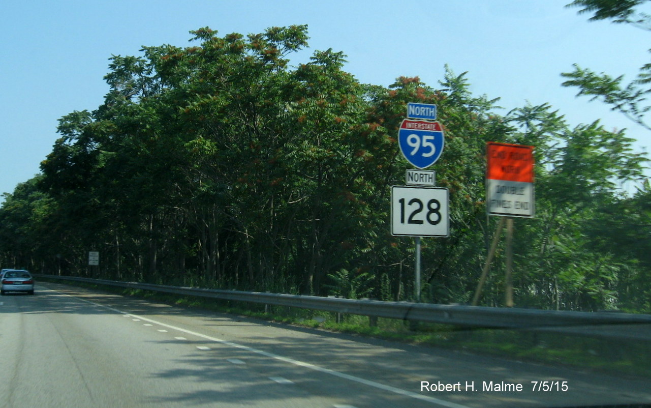 Image of new I-95/MA 128 reassurance marker in Weston