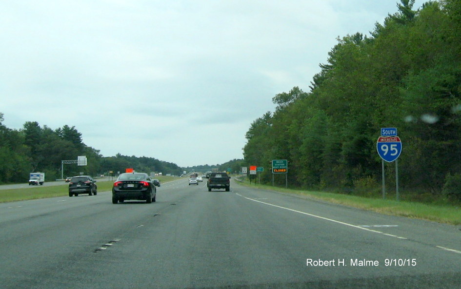 Image of South I-95 Reassurance Marker beyond MA 133 in Georgetown