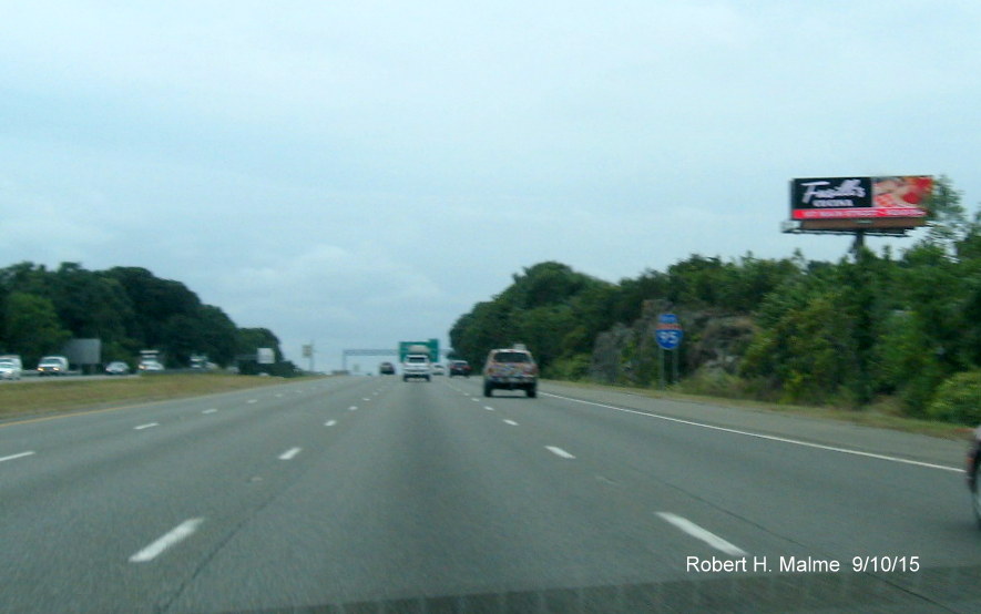 Image of previously installed signage for US 1 on I-95 South in Peabody