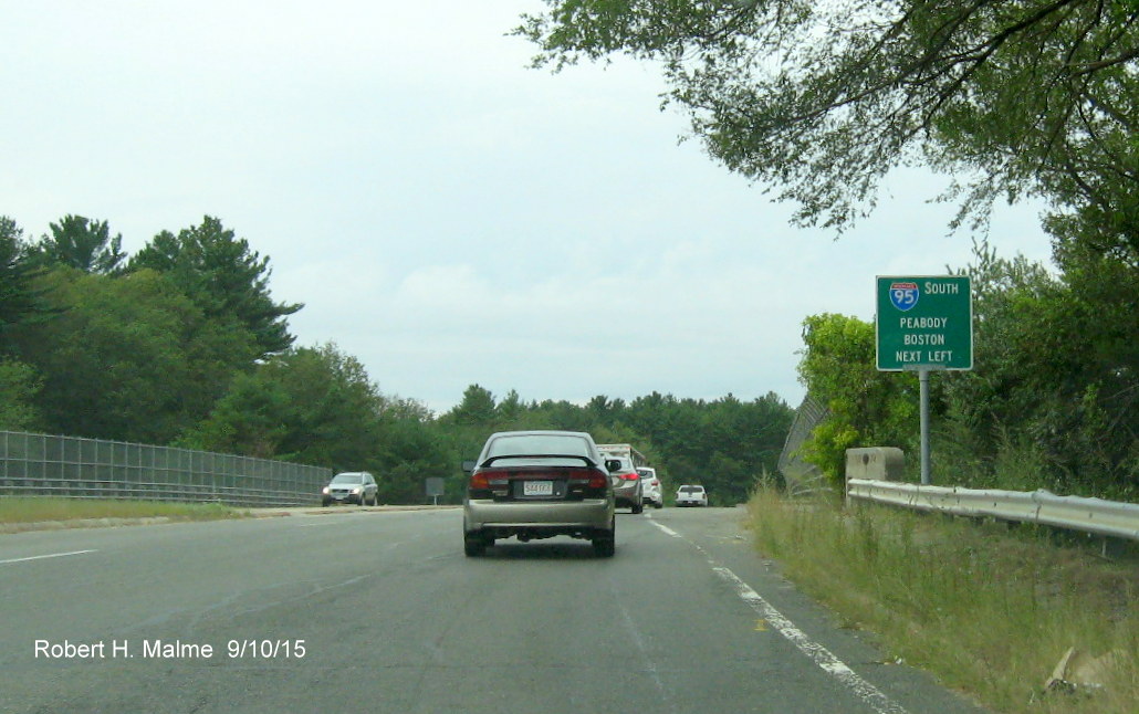 Image of I-95 North Guide Sign on MA 133 East in Georgetown