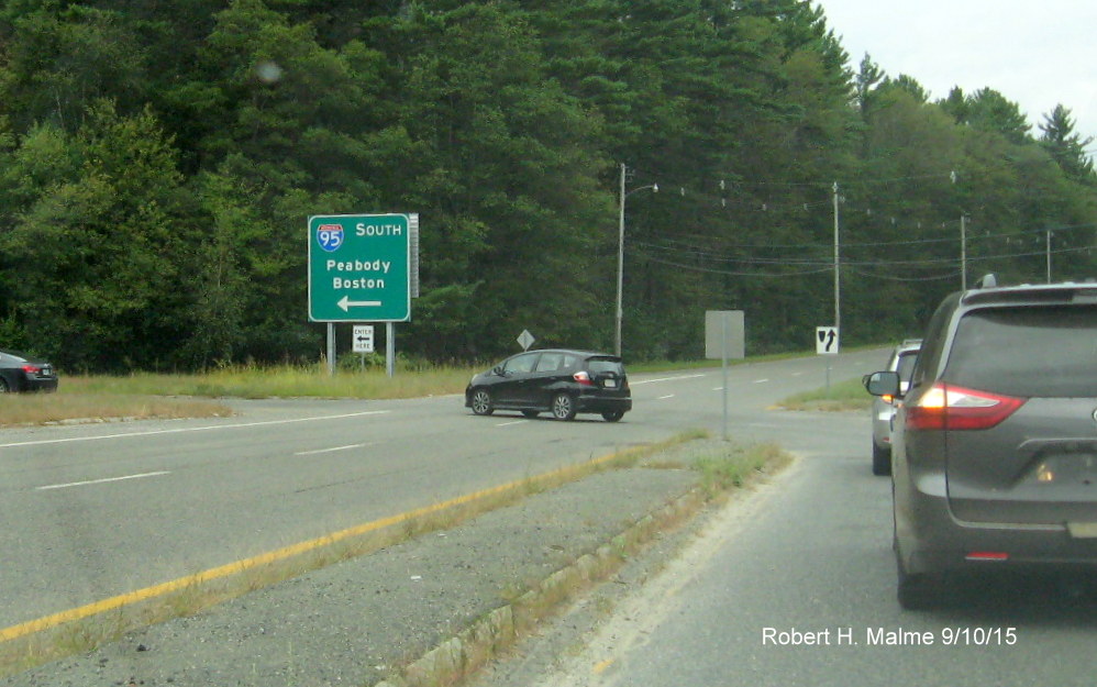 Image of ground level guide sign for I-95 South on MA 133 in Georgetown