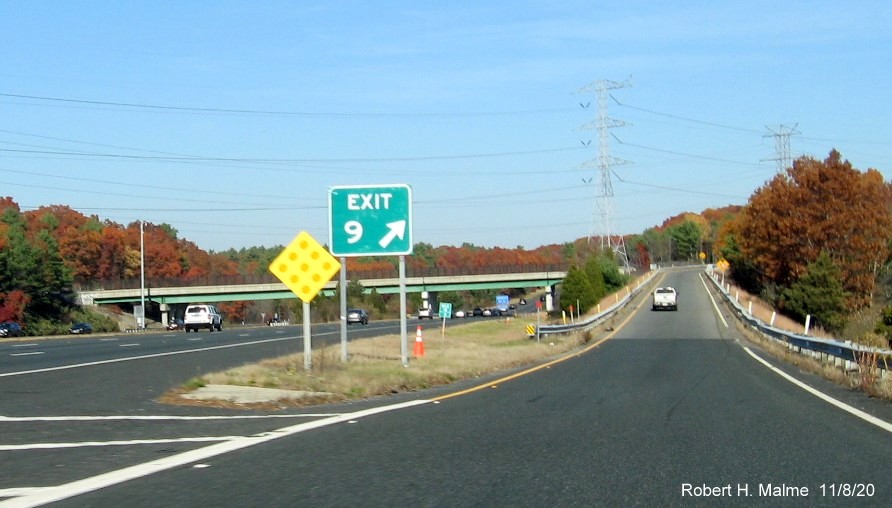 Image of new foundation for future gore sign for US 1 exit on I-95 North in Walpole, November 2020
