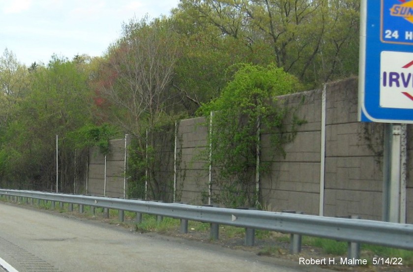 Image of support post for new sign on I-95/MA 128 North in Wakefield, May 2022