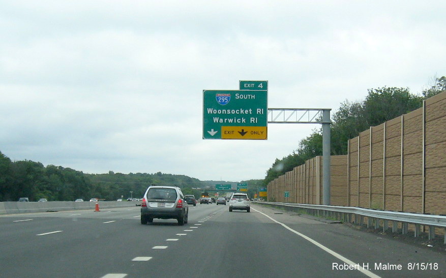 New image of I-295 exit 1 mile advance sign on I-95 South in Attleboro