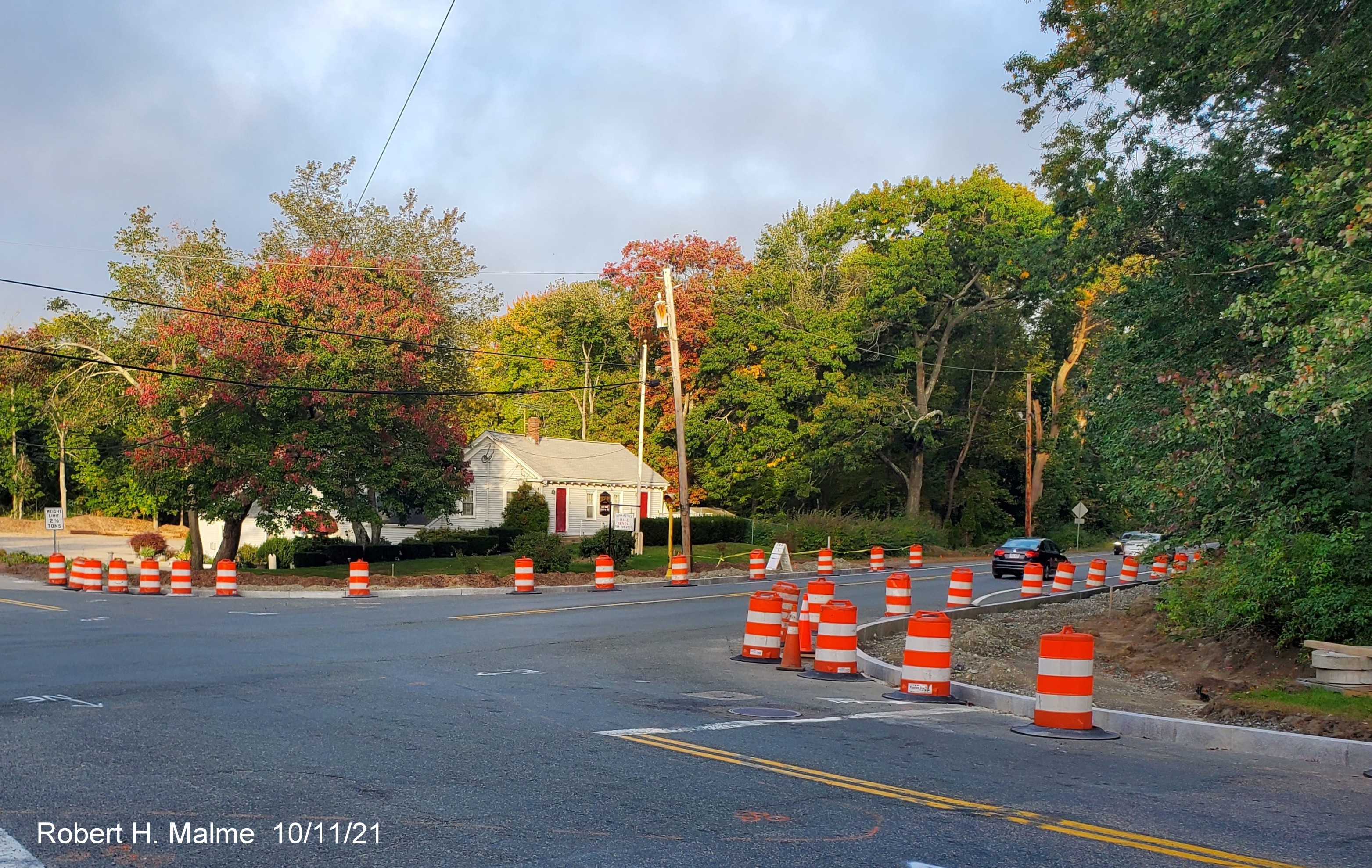 Image of initial curbing being constructed for Kilby Street/MA 3A intersection reconstruction in Hingham, October 2021