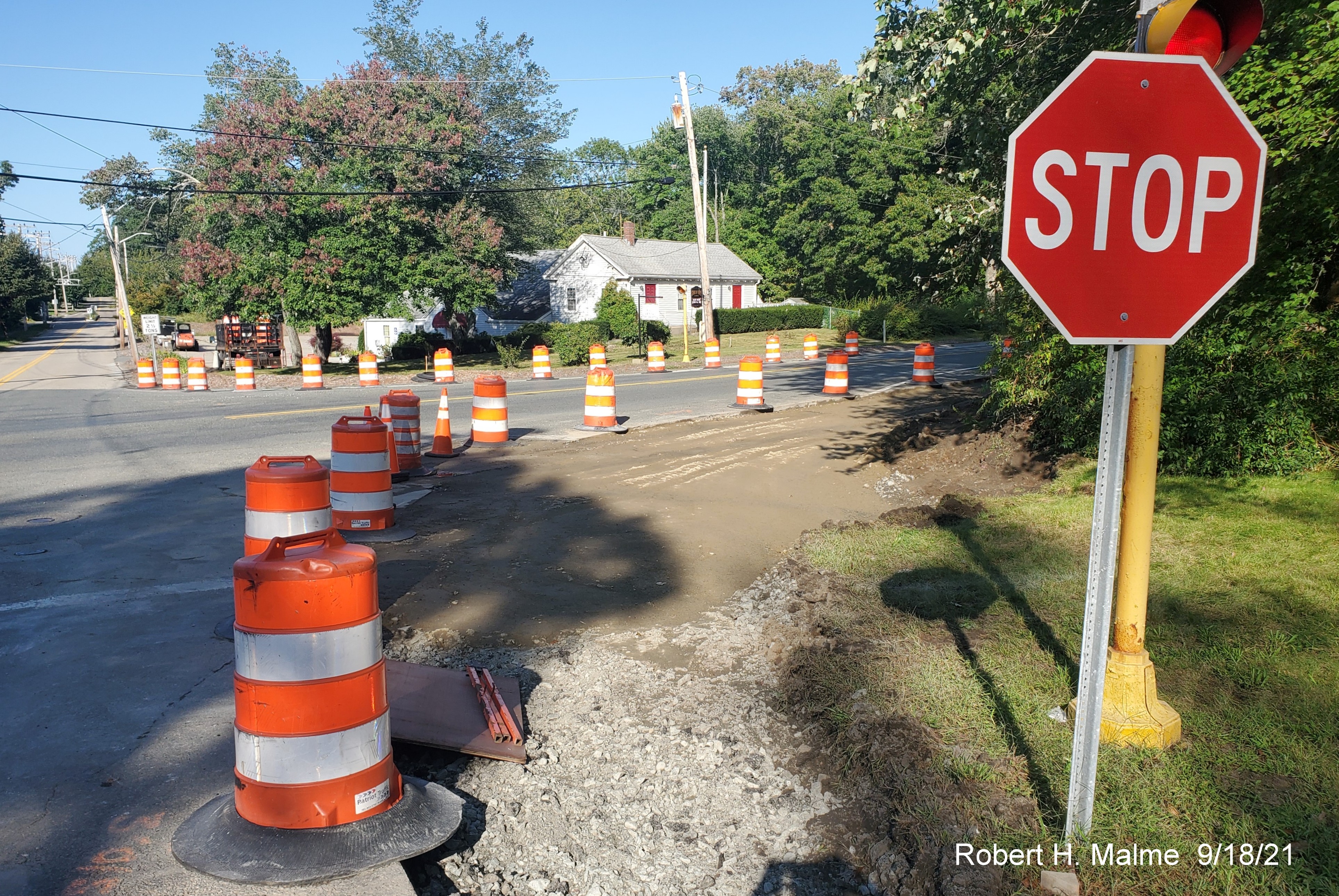 Image of intersection of Kilby Street and MA 3A South in Hingham prior to substantial reconstruction, September 2021