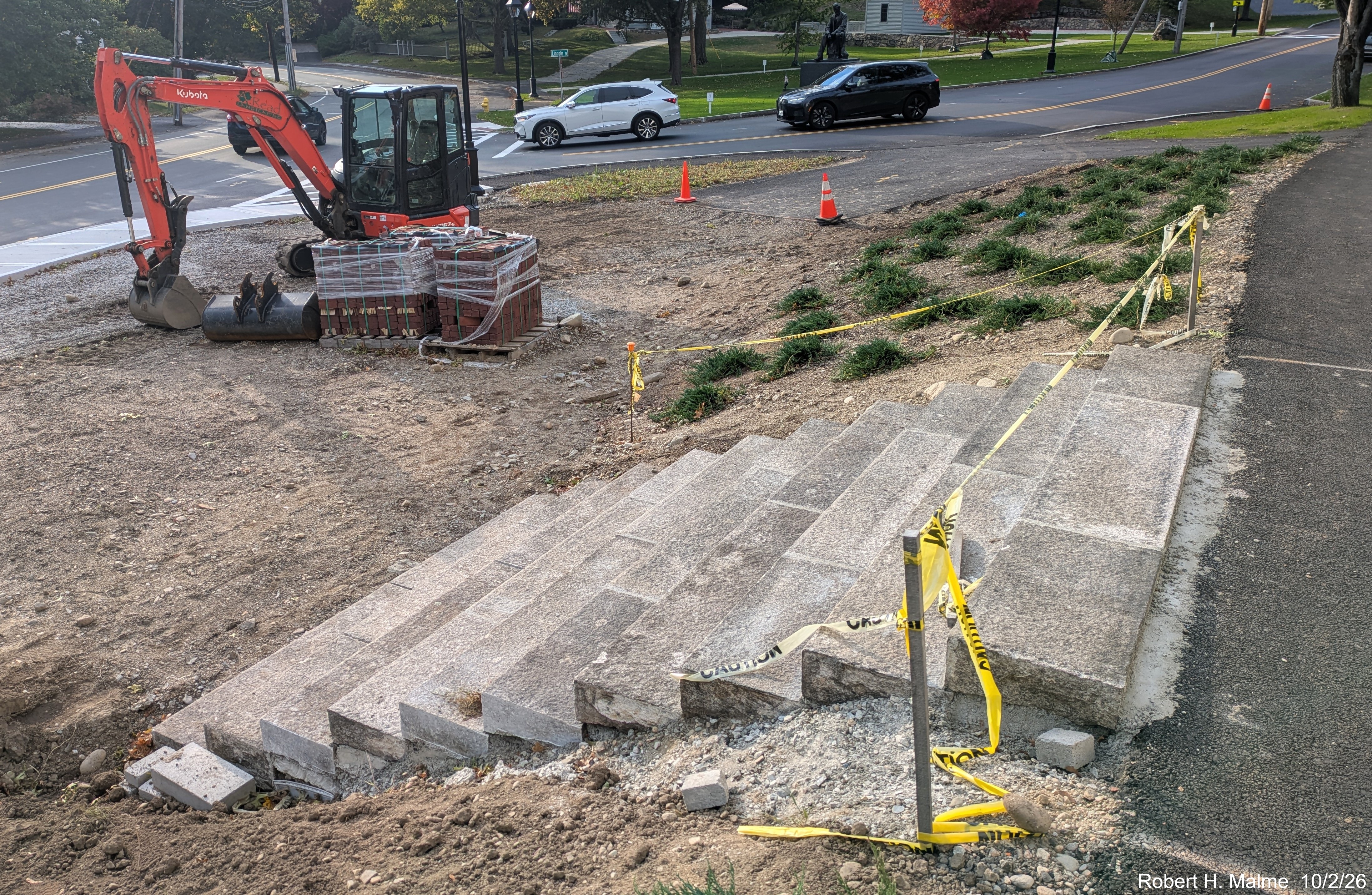 Image taken of steps to the New North Church still under construction but showing lack of 
	much progress as well, October 2026