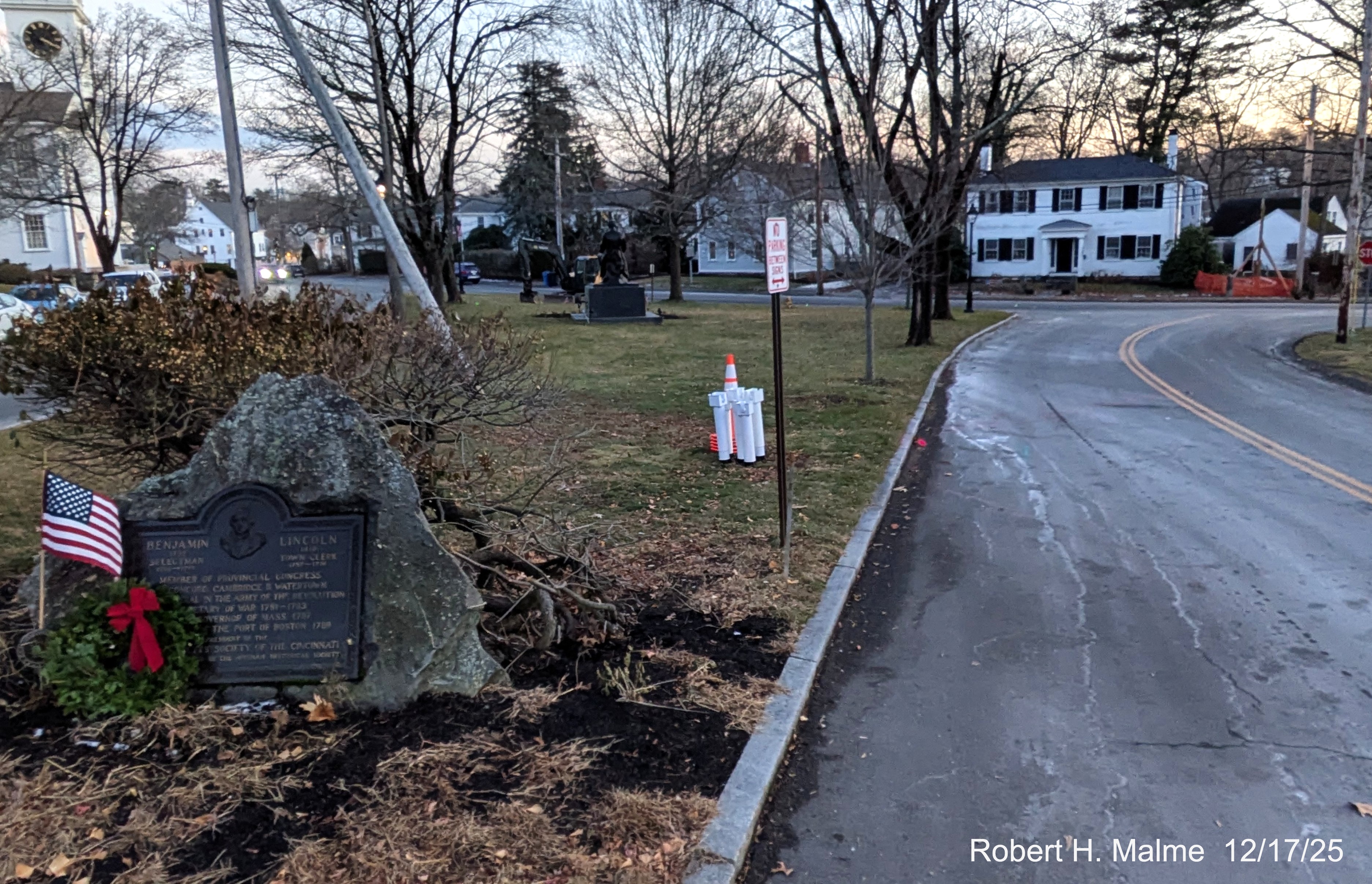 Image of initial construction alongside western Lincoln Street on the first day of 
	construction, December 2025