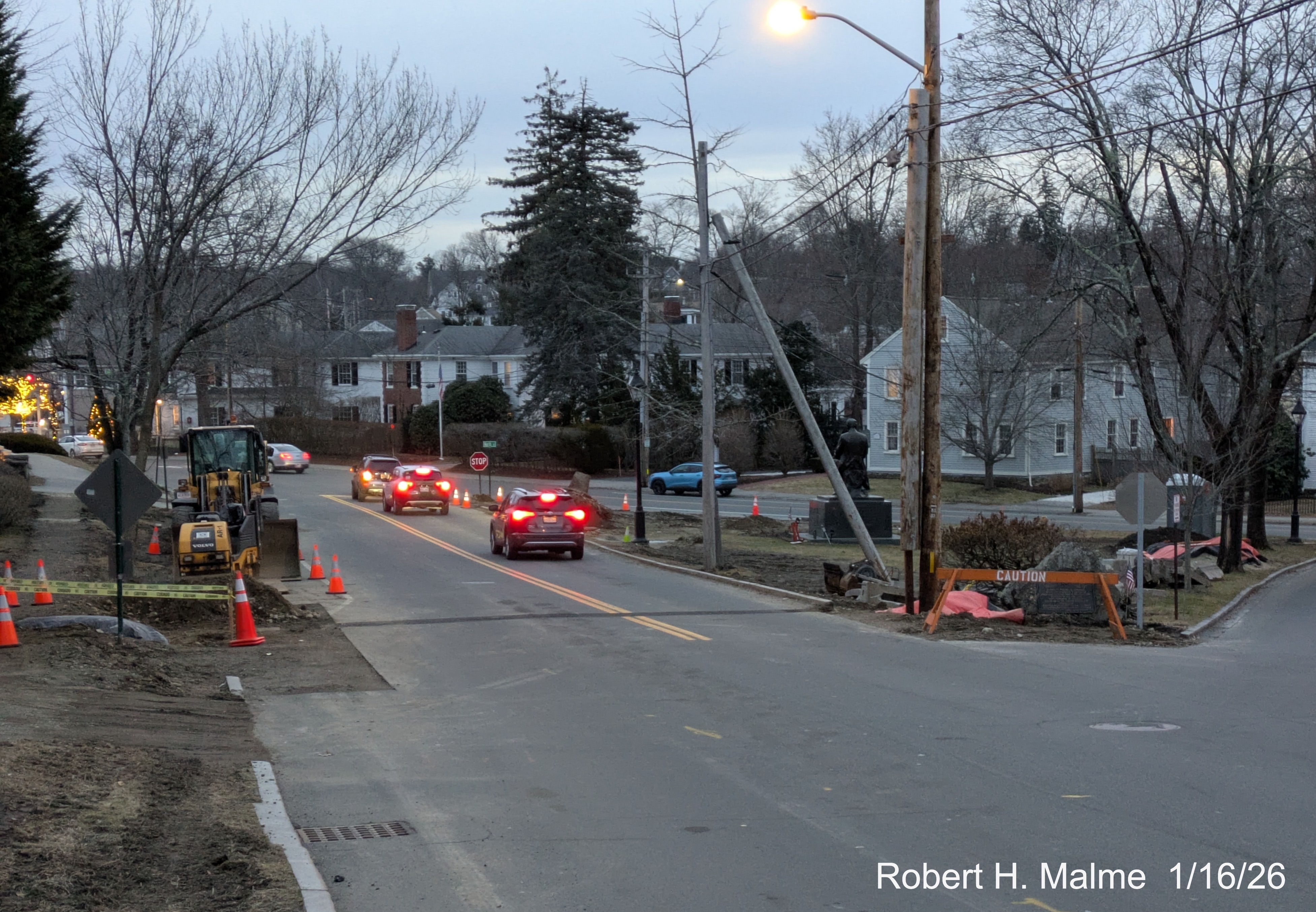 Image of construction alongside Lincoln Streets looking towards North
	Street, removal of trees having occured, January 2026