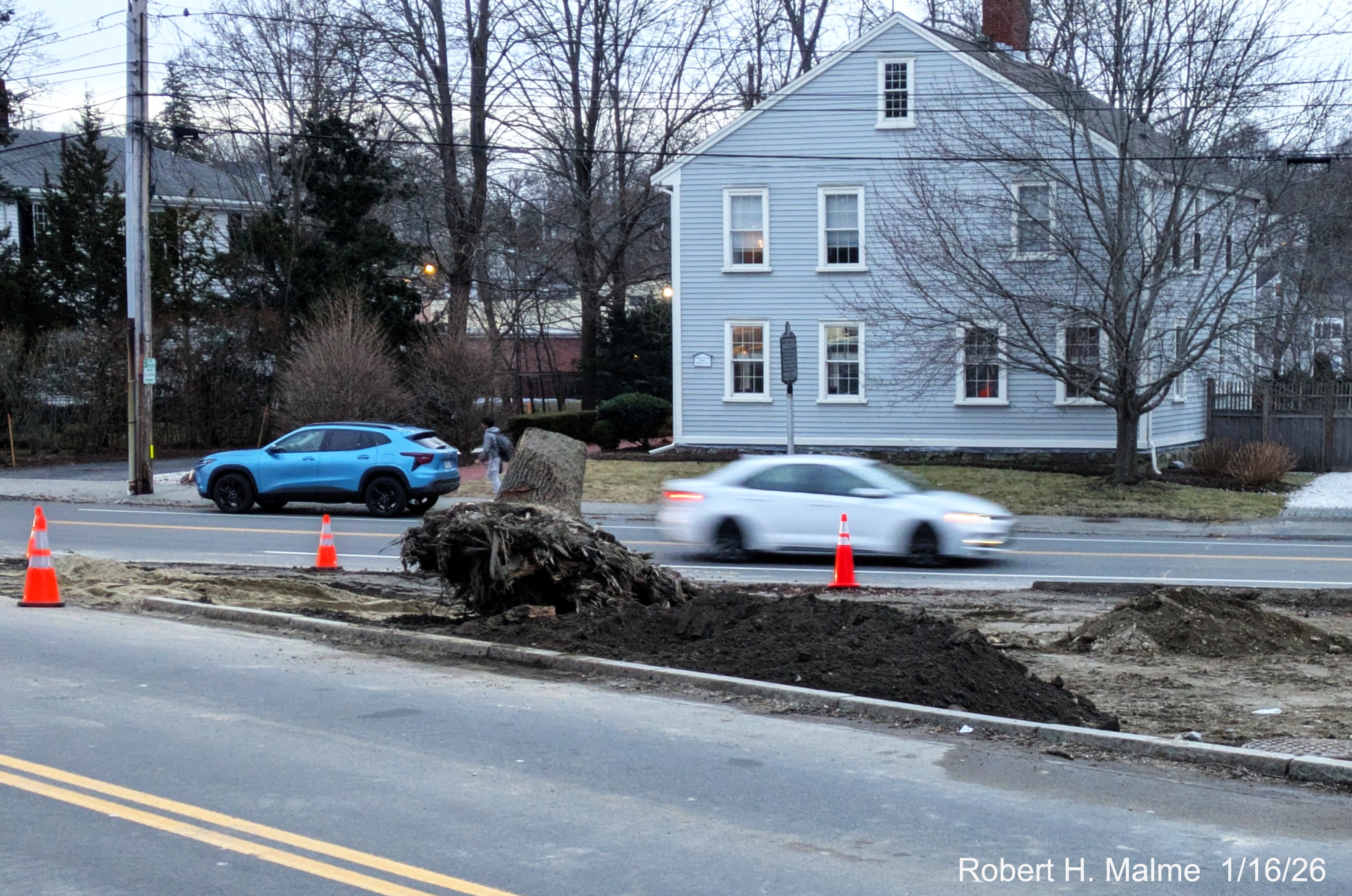 Image of future lane construction at the corner of Lincoln and North Streets from Lincoln 
	Street Street, January 2026