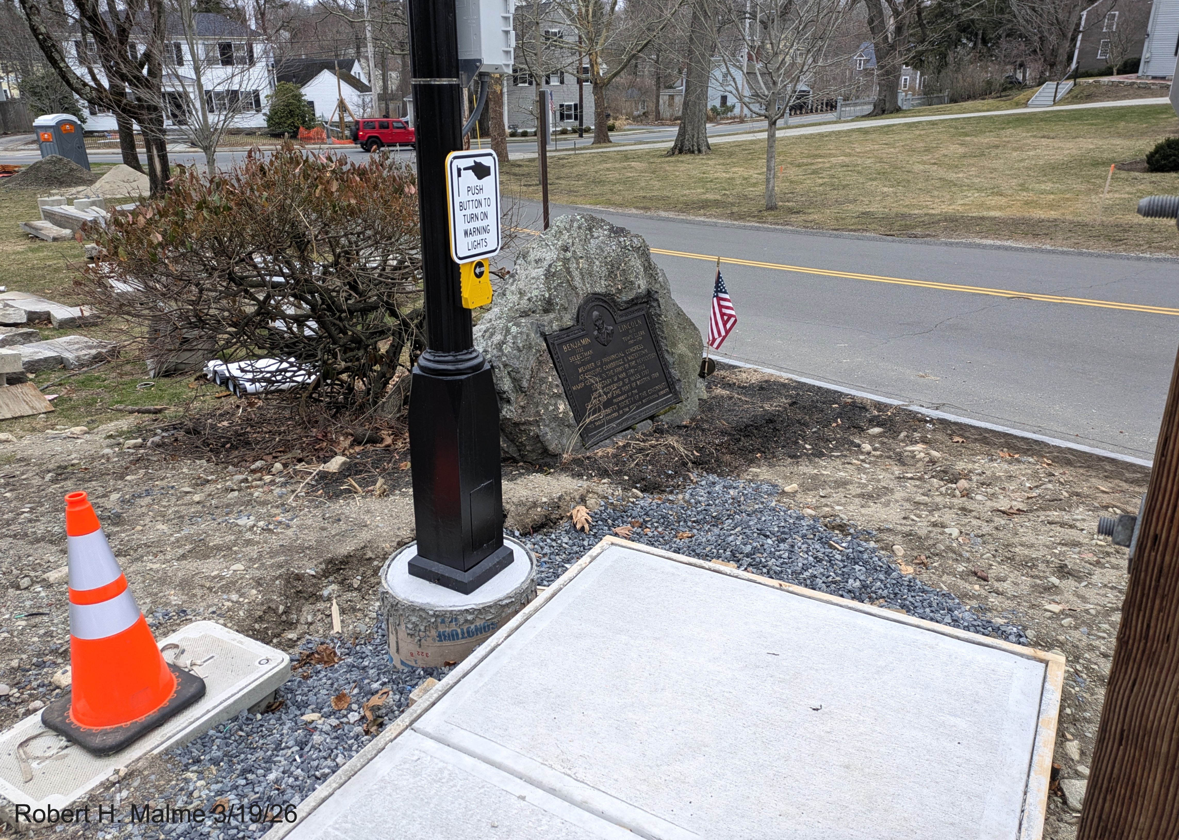 Image of new crosswalk on the Fountain Square side of Lincoln Street, March 2026