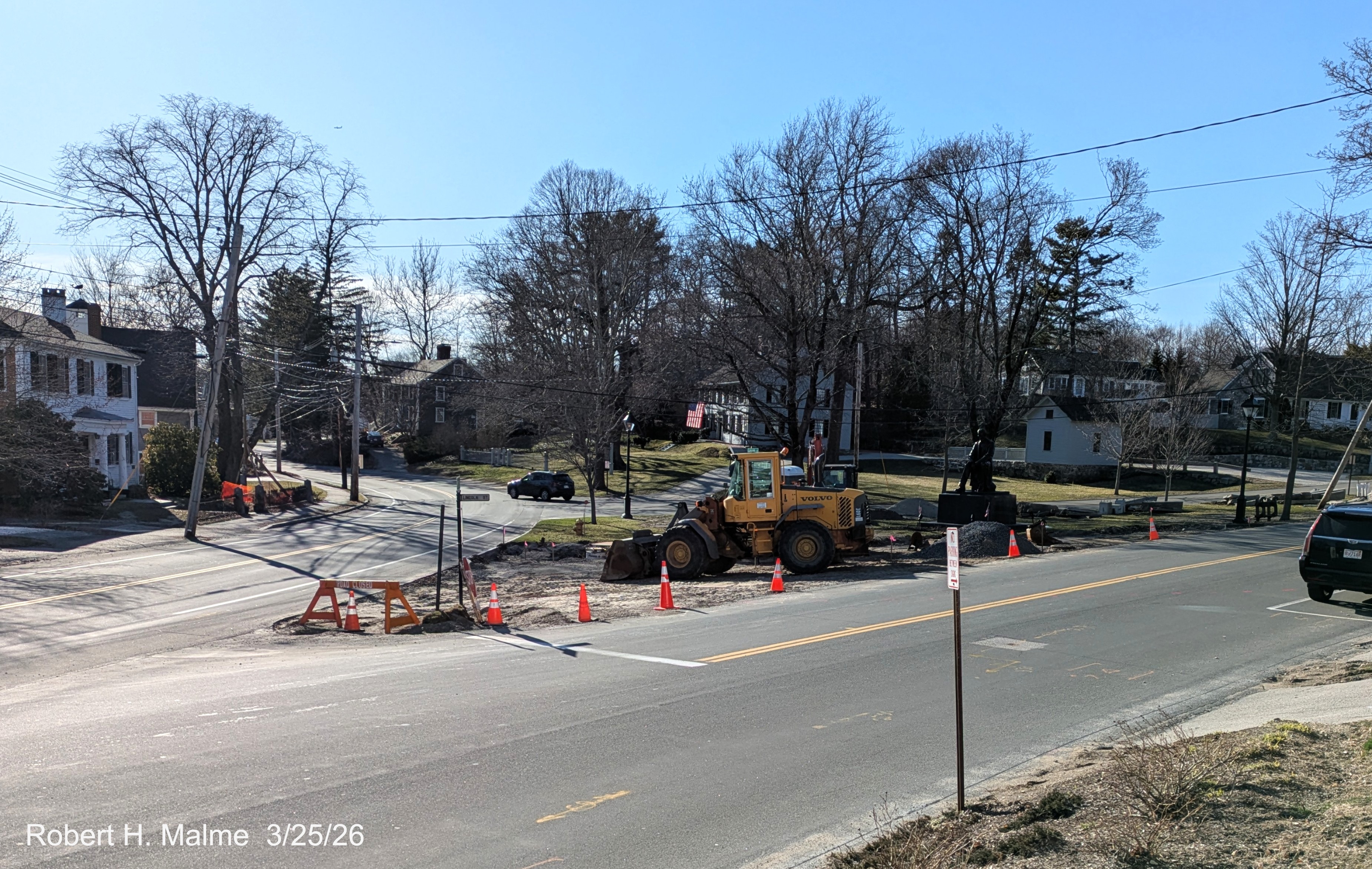 Image of roadway reconstruction at the corner of Lincoln and North Streets, March 2026