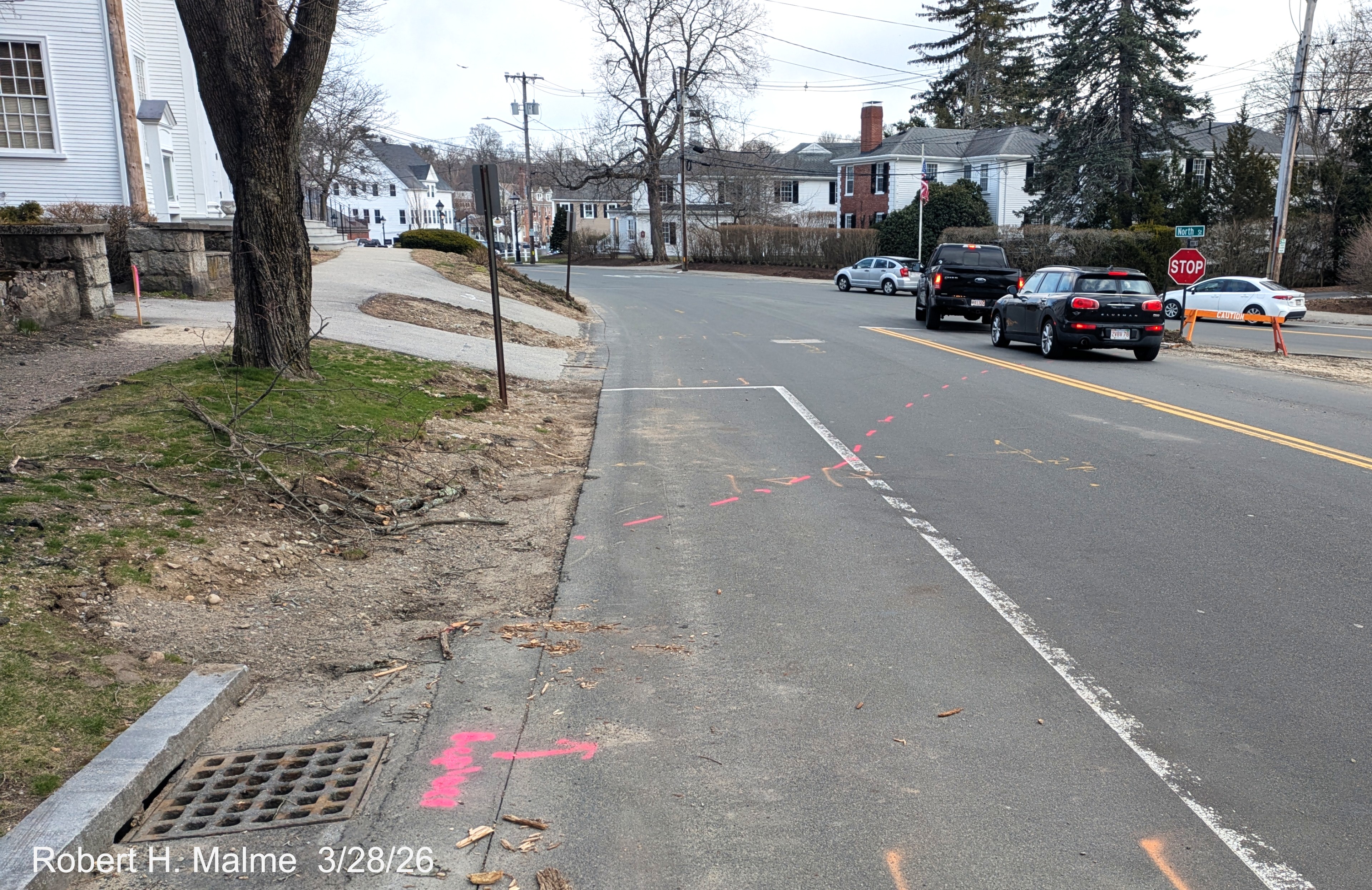 Image of drainage grate that is to be moved to use the new cisterns along the east side of 
	Lincoln Street, March 2026