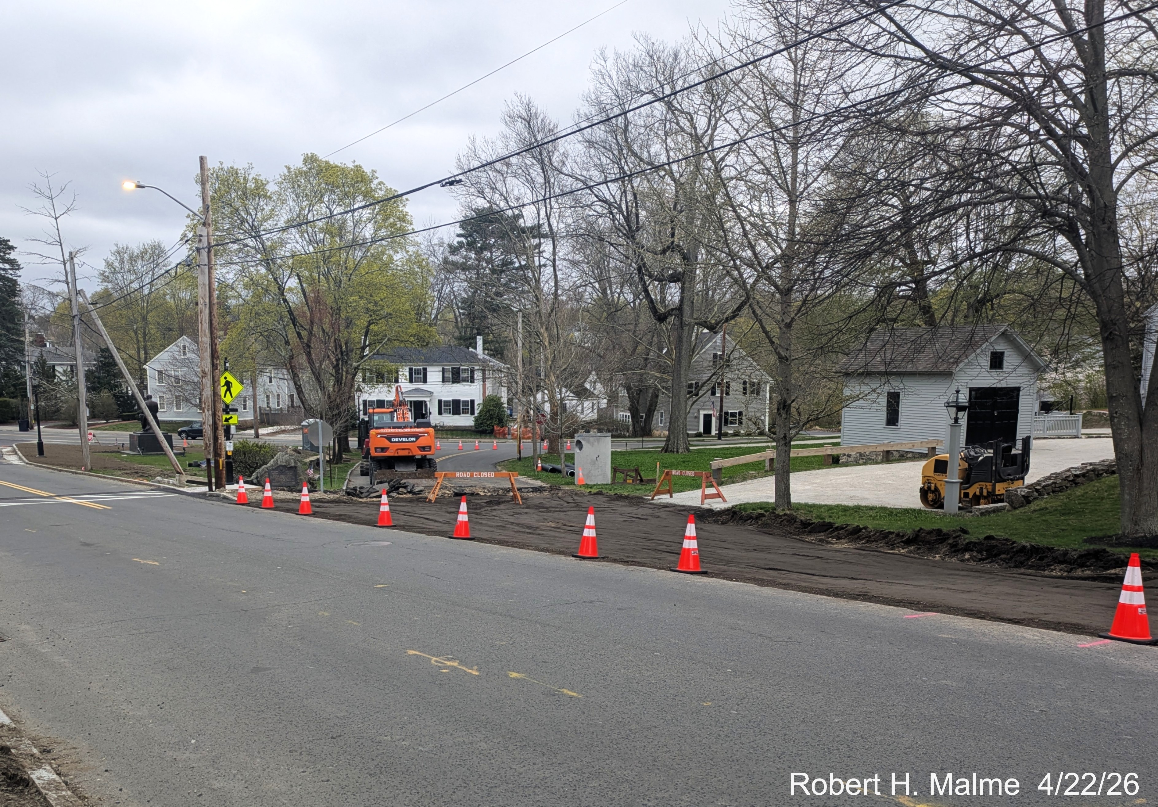 Image of the western leg of Lincoln Street permanently blocked off for the beginning of 
	the next phase of the project, April 2026