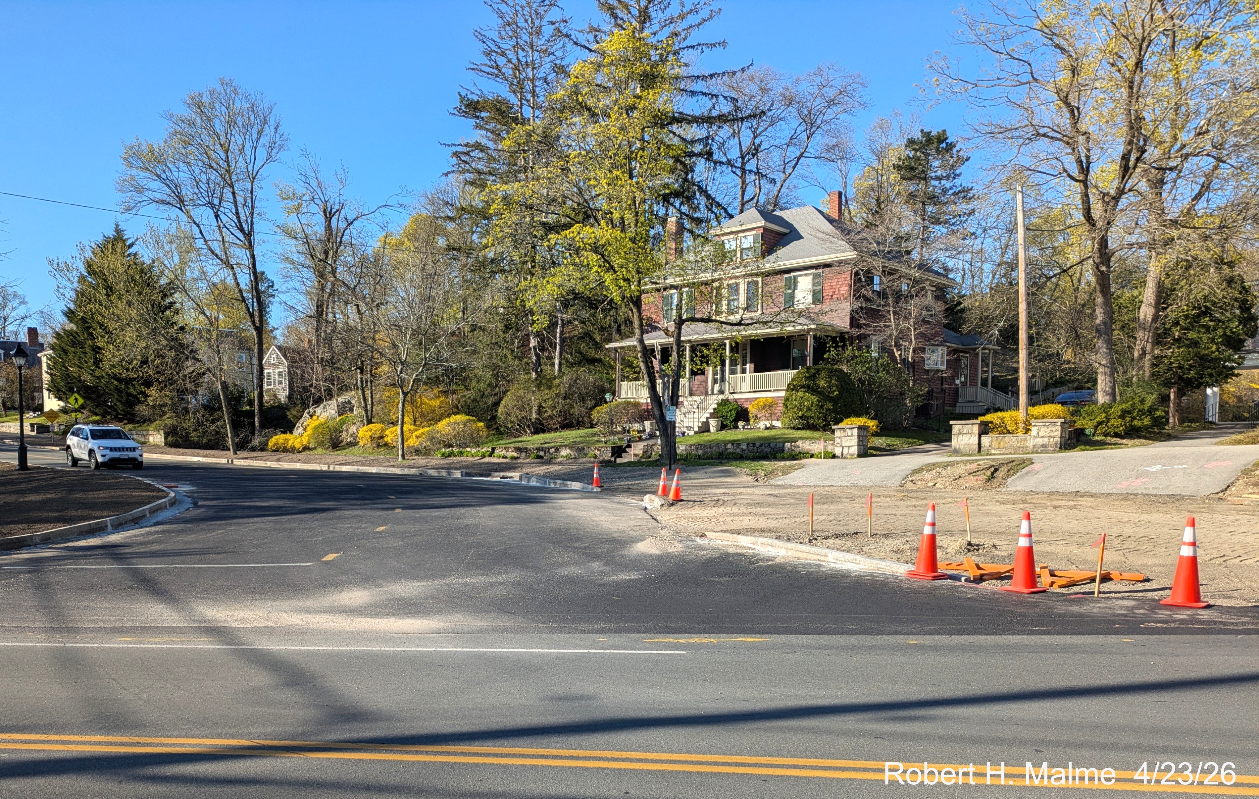 Image from North Street of realigned intersection with the western leg of Lincoln Street,
	April 2026