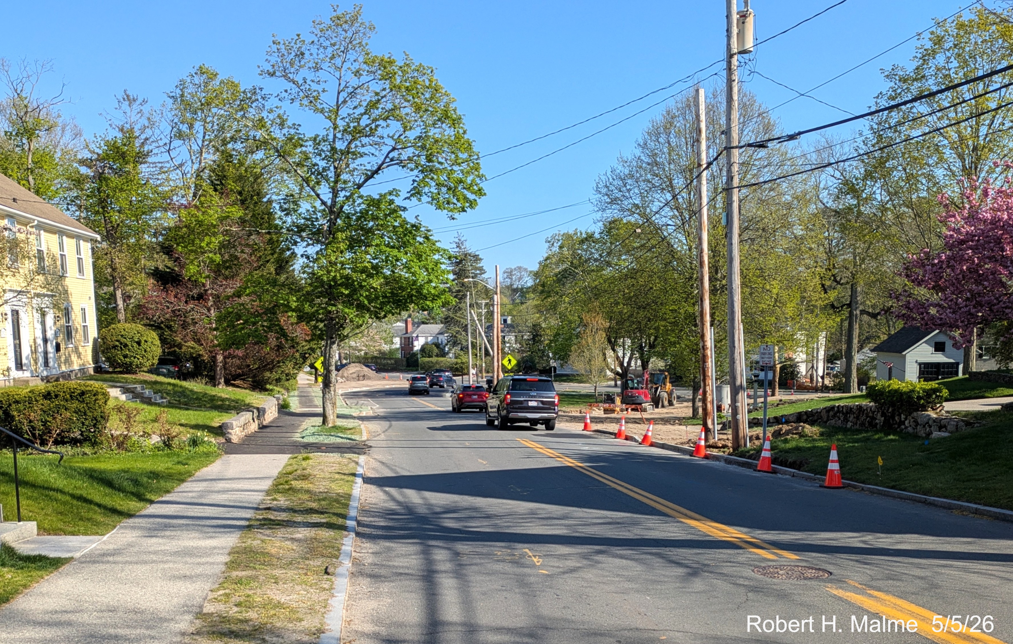Image towards North Street of new soil being added to path of former western leg of 
	Lincoln Street,	May 2026