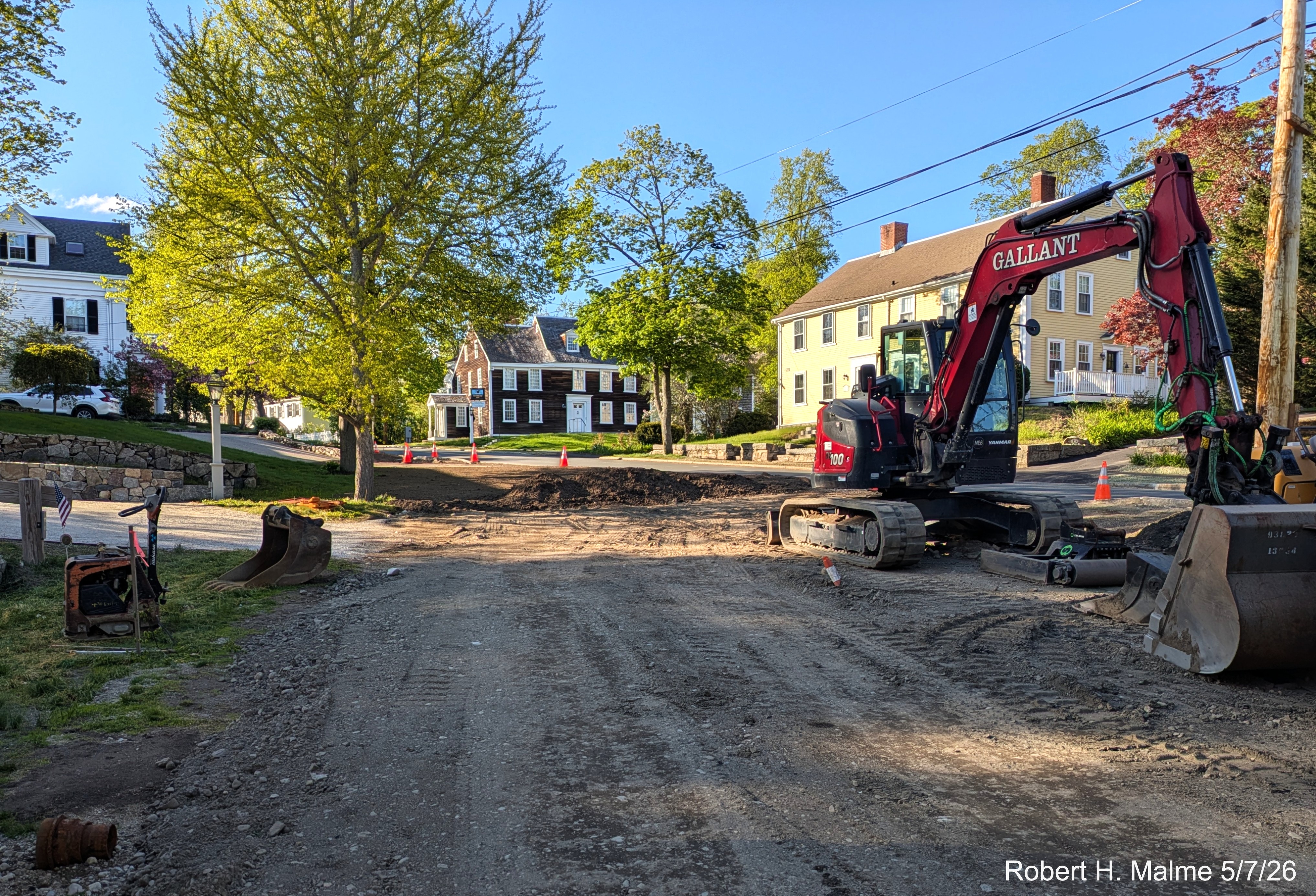 Image looking along the former western leg of Lincoln Street showing efforts to
	complete the new landscaping of the road, May 2026