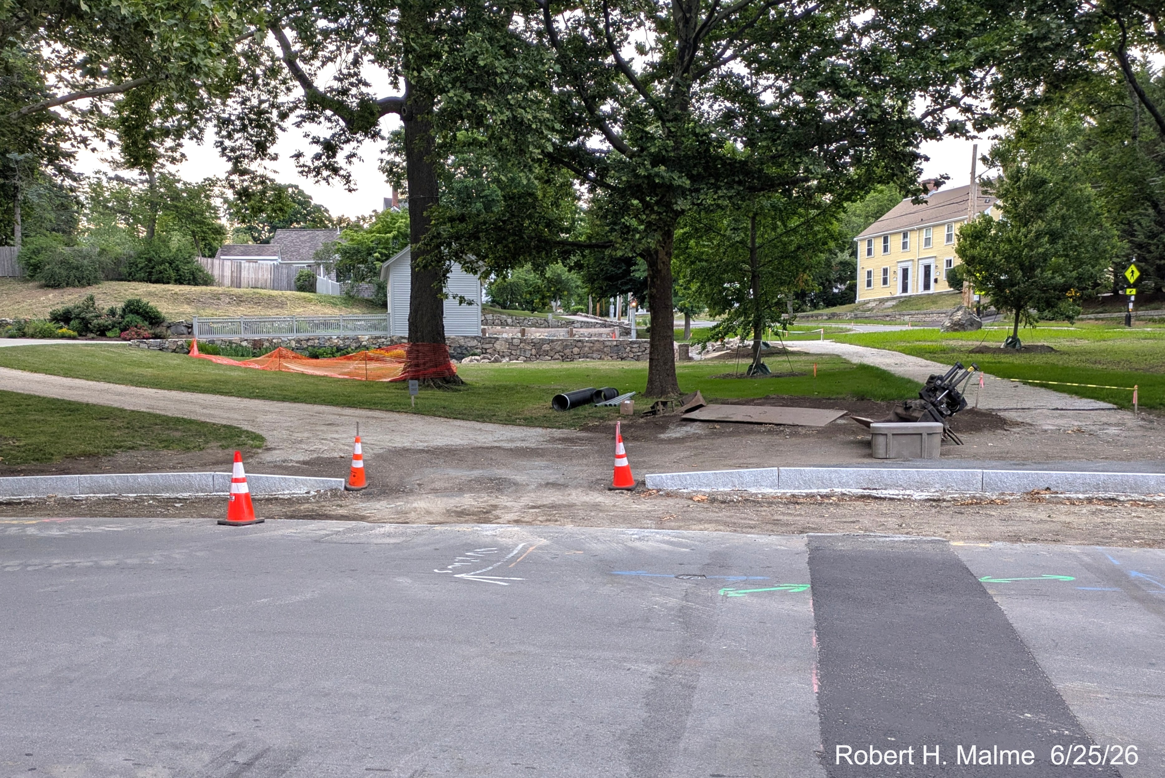 Image taken of curb cut for Benjamin Lincoln House driveway along North Street, is the gap
    too small, June 2026