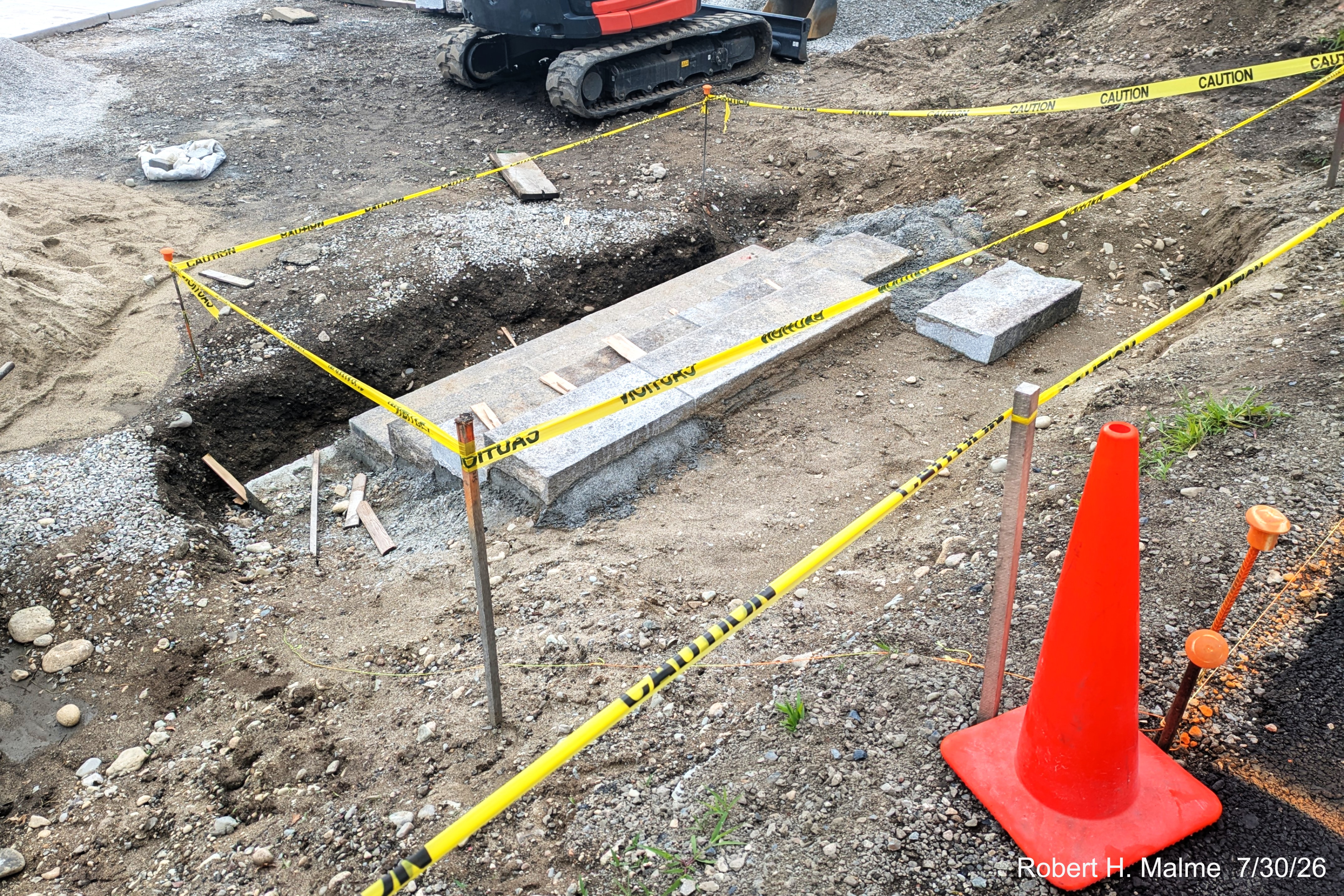 Image taken looking at stairs foundation work for New North Church along North Street 
	showing additional steps have been added, July 2026