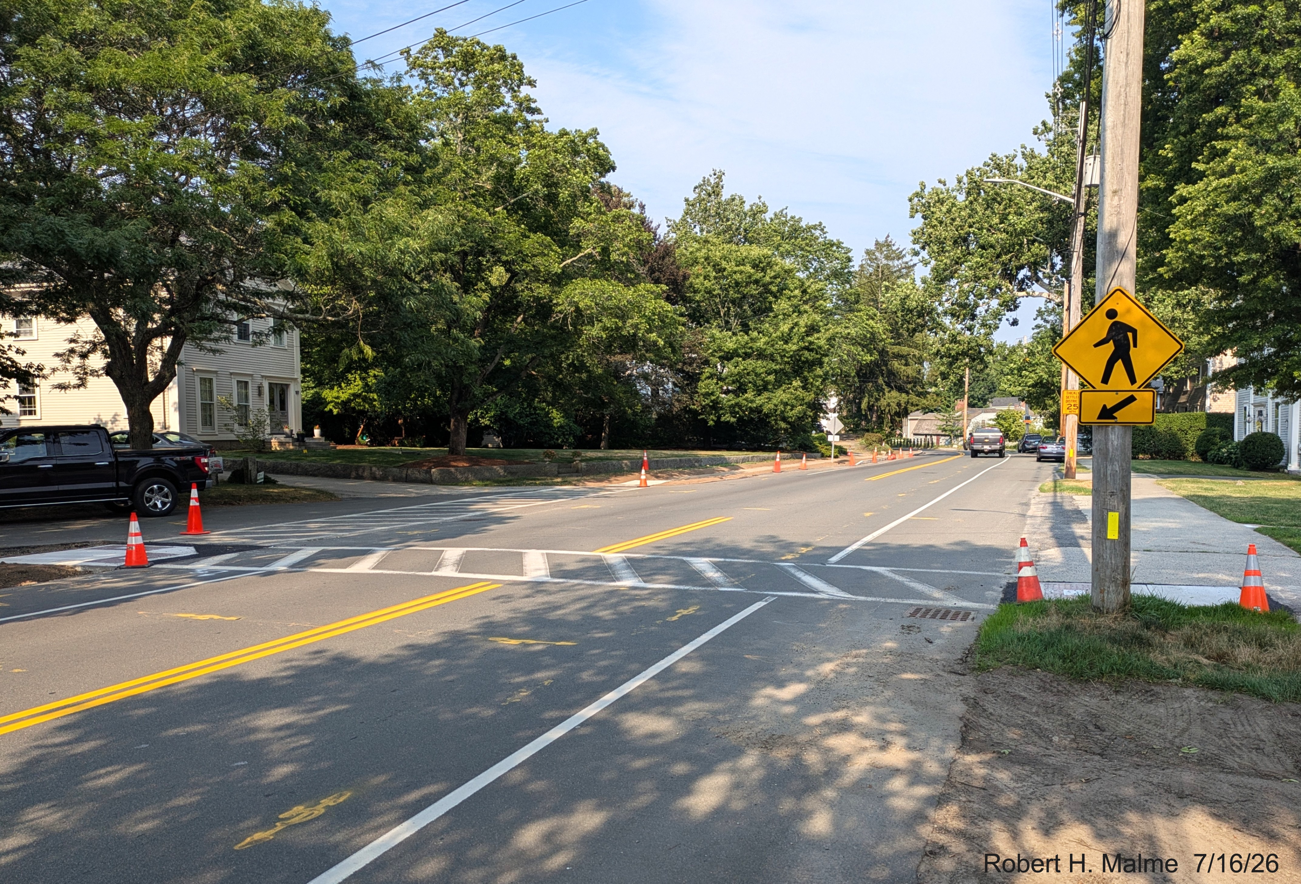 Image taken looking east along North Street at the completed curbing work as part of the
	Lincoln Street project, July 2026