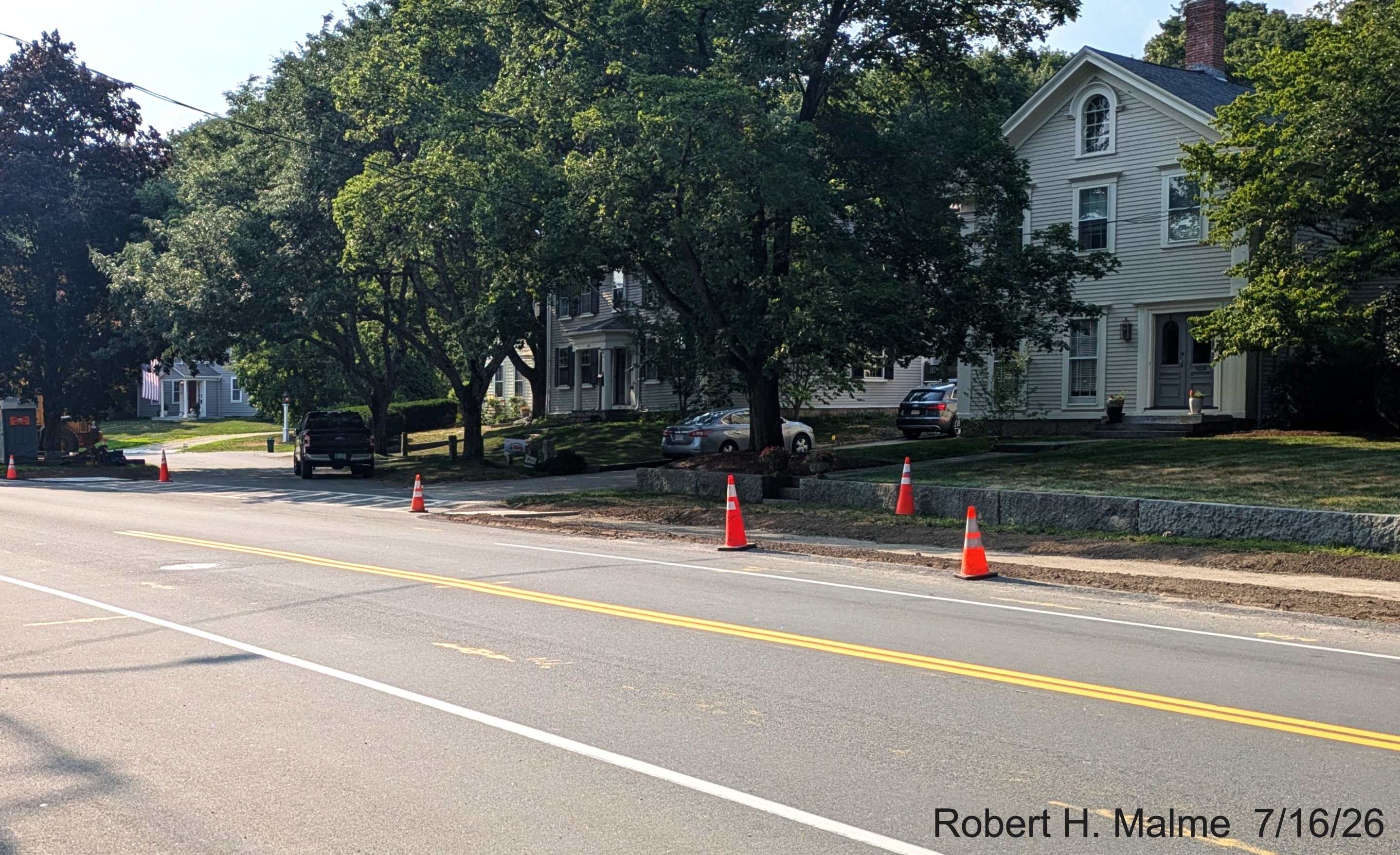 Image taken looking west along North Street at the sidewalk construction as part of the
	Lincoln Street project, July 2026