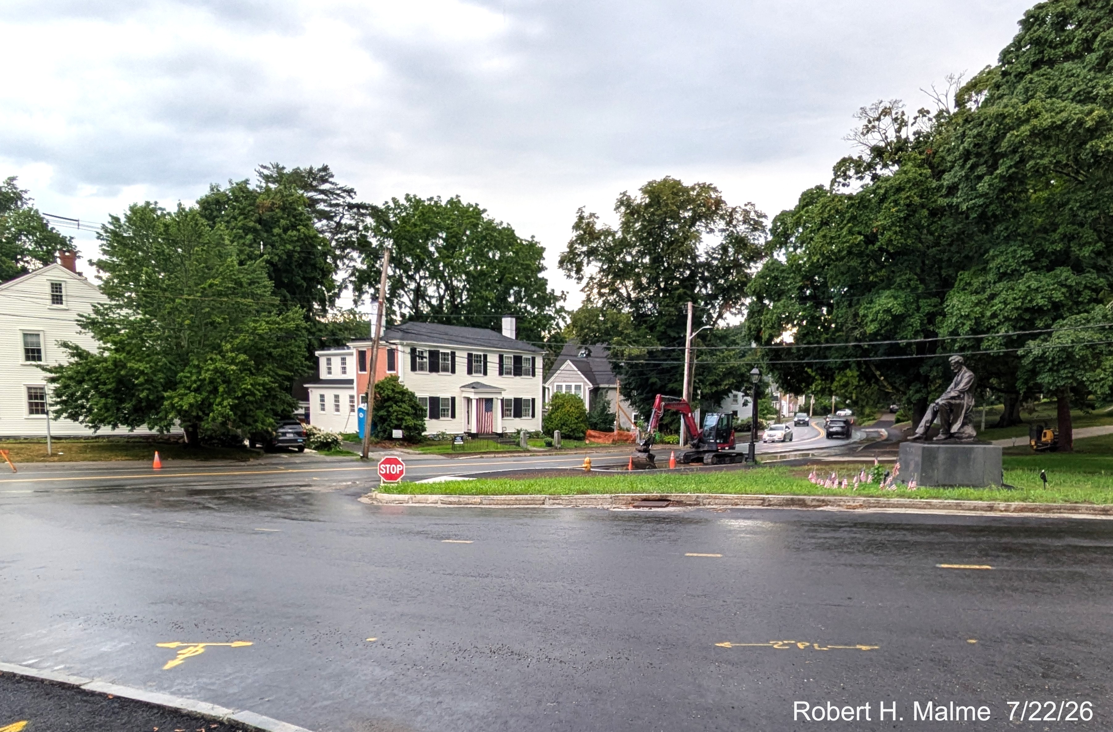 Image taken looking west at the Lincoln Street intersection with North Street showing
	little work has happened in the past week, July 2026