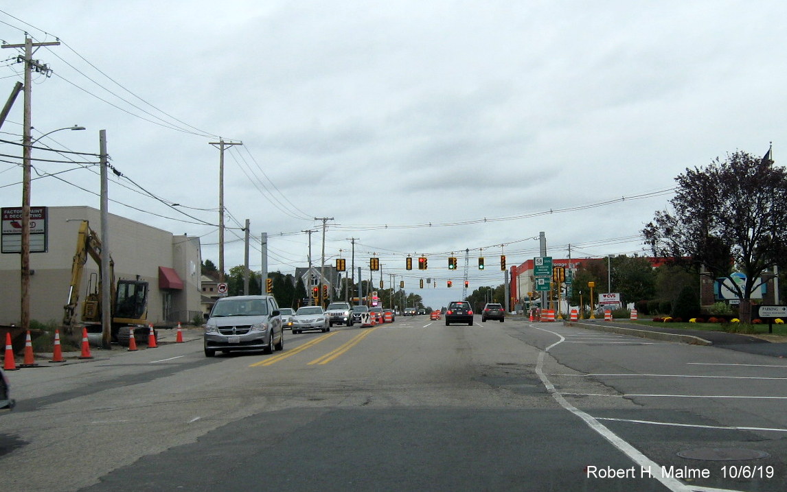 Image of widening project progress on MA 18 North approaching intersection with MA 58/Pond Street in South Weymouth