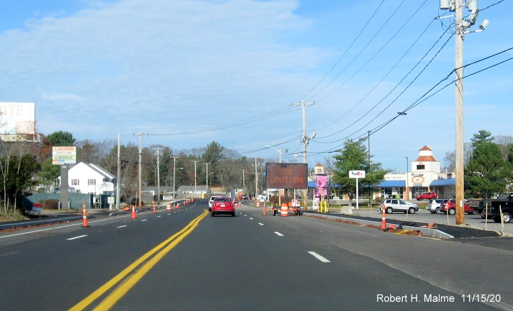 Image of nearly completed widened MA 18 four lane highway at Abington Weymouth town line, November 2020