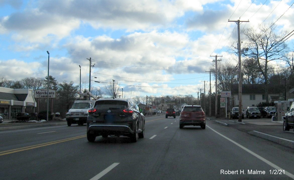 Image of widened 4-lane MA 18 southbound approaching Abington border in South Weymouth, January 2021
