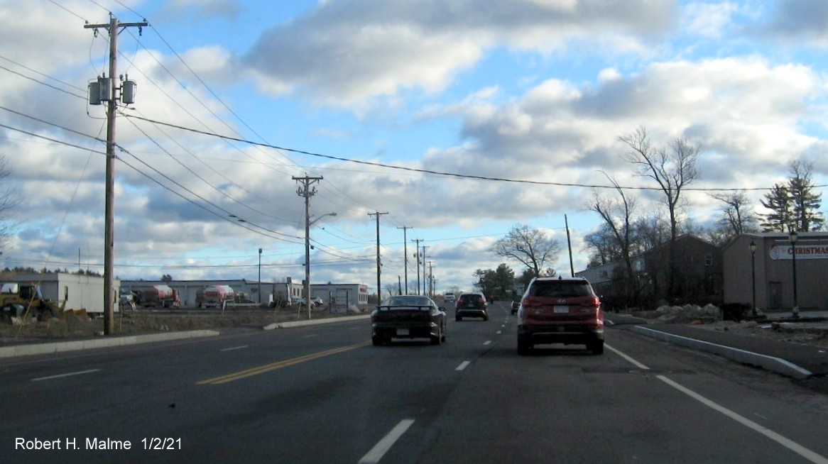 Image of widened 4-lane MA 18 southbound in Abington after crossing border from Weymouth, January 2021