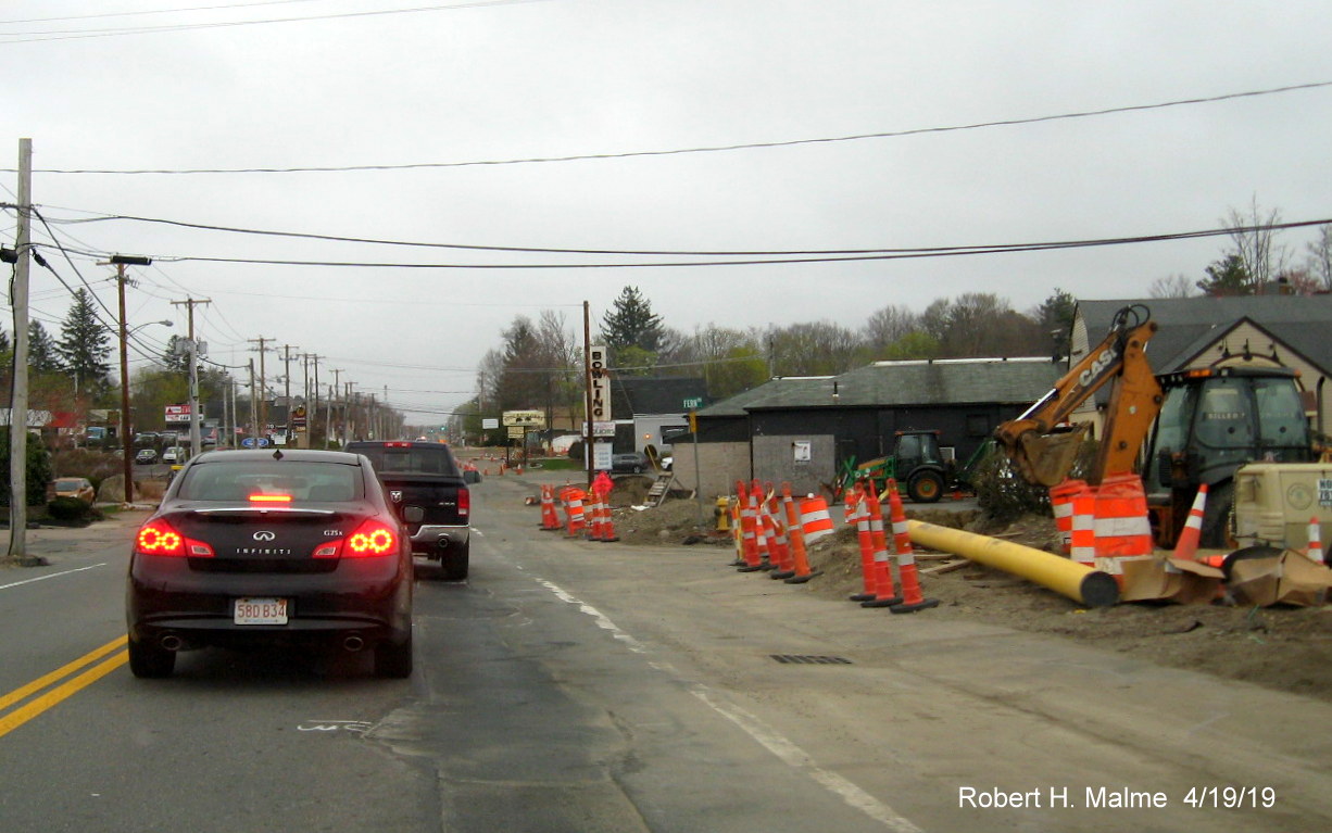Image of MA 18 widening project construction south of Pleasant Street intersection in Weymouth