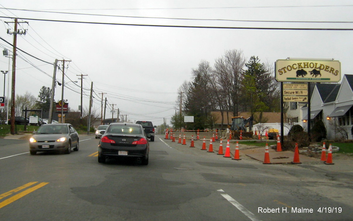 Image of MA 18 widening project construction near Shea Boulevard intersection in Weymouth