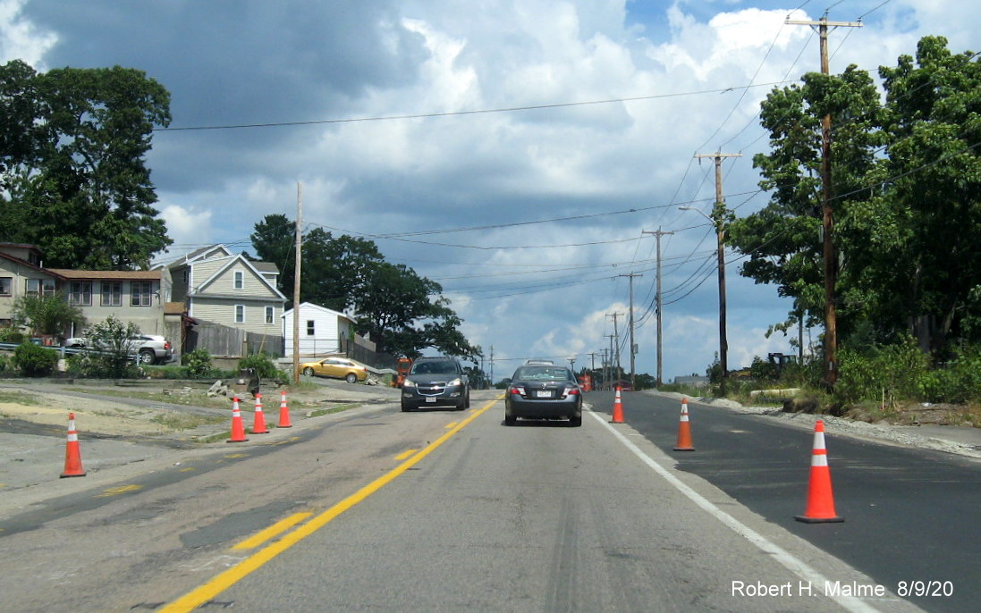 Image of newly paved future MA 18 North lanes in Abington as part of MA 18 widening project, August 2020